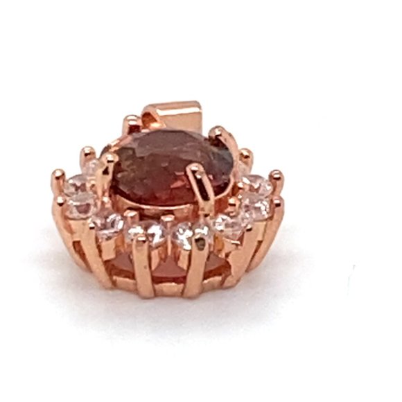 Red Tourmaline .85ct Rose Gold Finish Solid 925 Sterling Silver Pendant - Picture 5 of 7